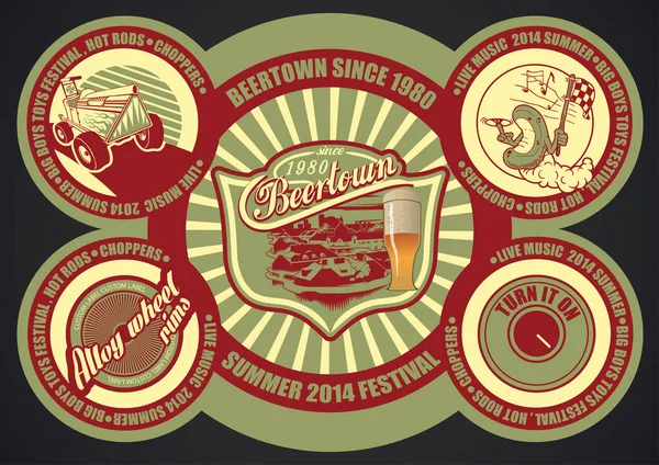 Étiquettes de ville de bière personnalisée — Image vectorielle