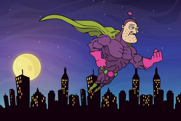 Літаючий супергерой вночі — стоковий вектор