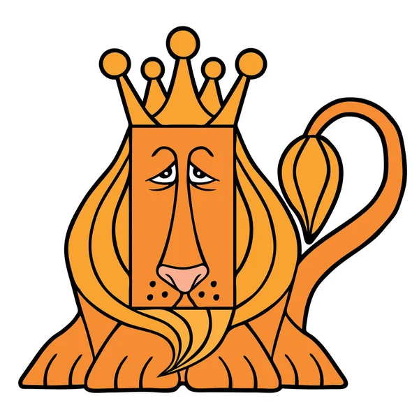 Leeuw liggend met kroon — Stockvector