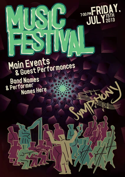 Affiche du festival de musique — Image vectorielle