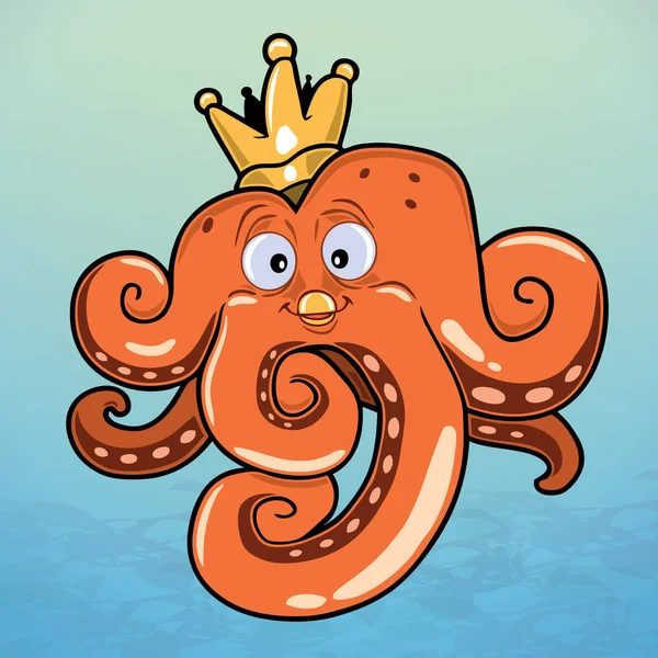 Octopus draagt een kroon — Stockvector