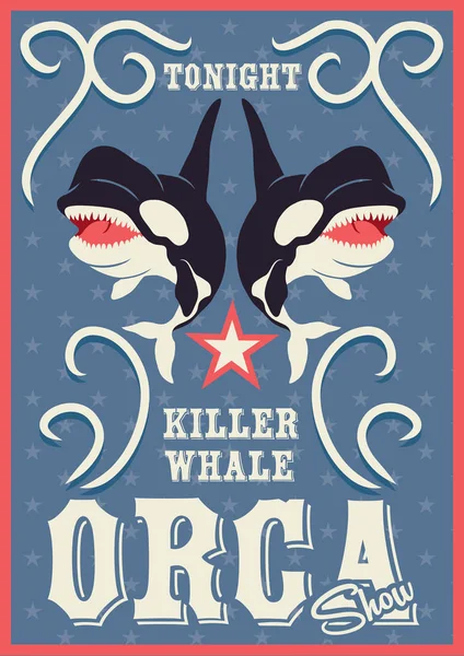 Cartel musical con ballenas — Vector de stock