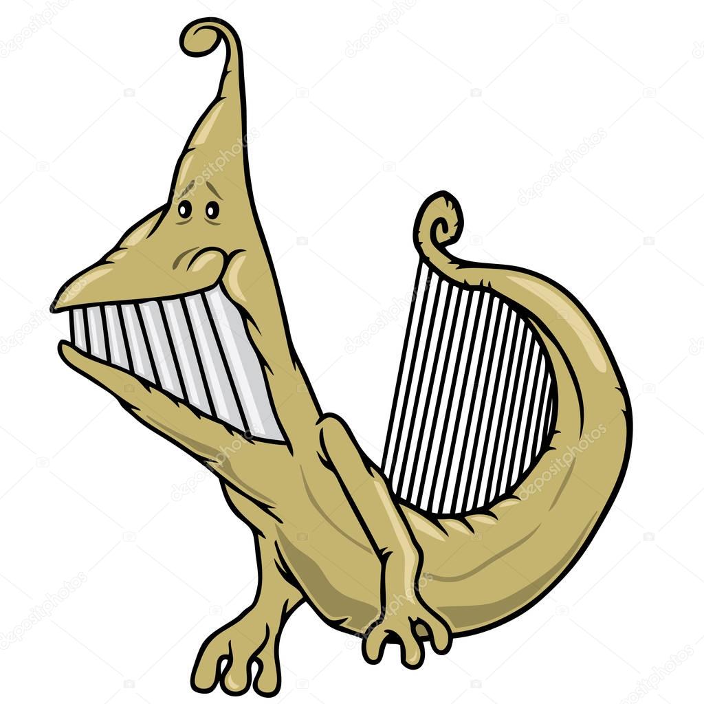Weird harp worm character
