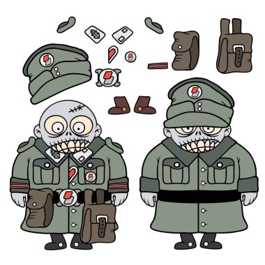 Komik zombi asker karakterler