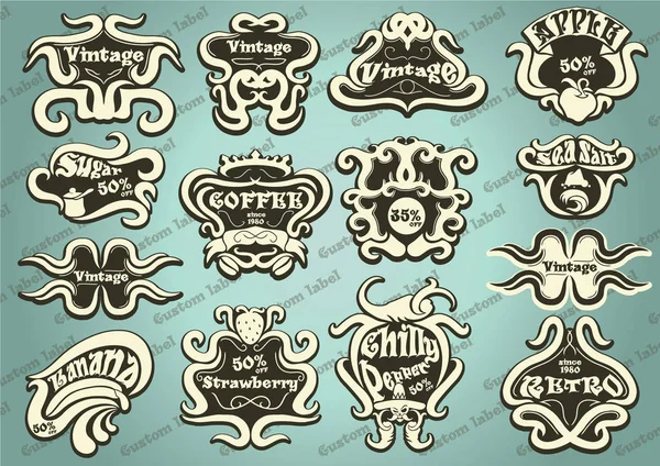 Conjunto de etiquetas retro personalizables — Vector de stock