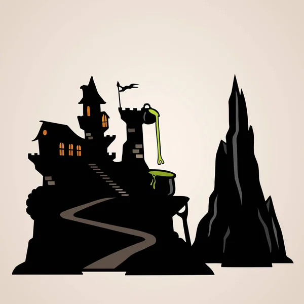 Design of silhouette castle — Stock Vector