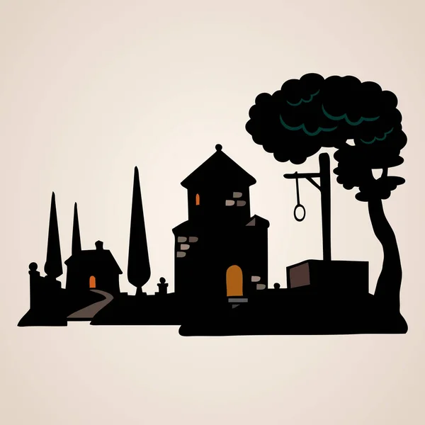 Silhouette of old gallows — Stock Vector