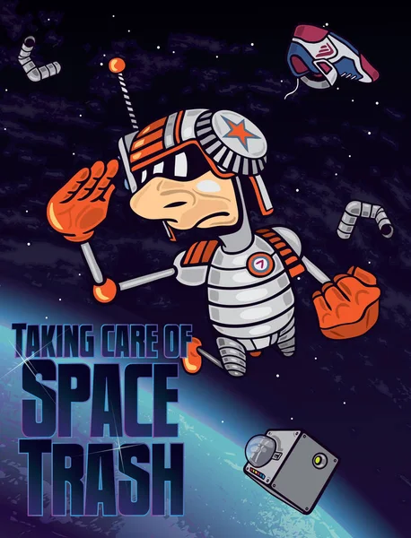 Poster della spazzatura spaziale — Vettoriale Stock