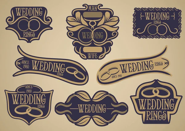 Набор настраиваемых свадебных этикеток — стоковый вектор