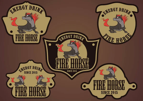 Etiquetas de caballo de fuego personalizado — Vector de stock