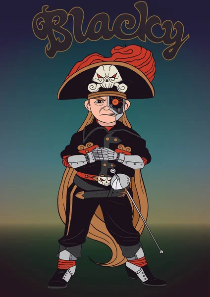 Niño disfrazado de pirata — Vector de stock