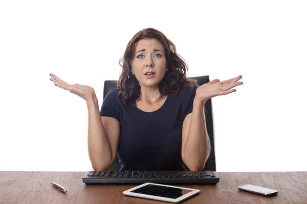 Business woman sitting at desk at the office — Stock Photo, Image