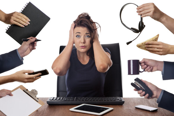 business woman sitting at desk at the office