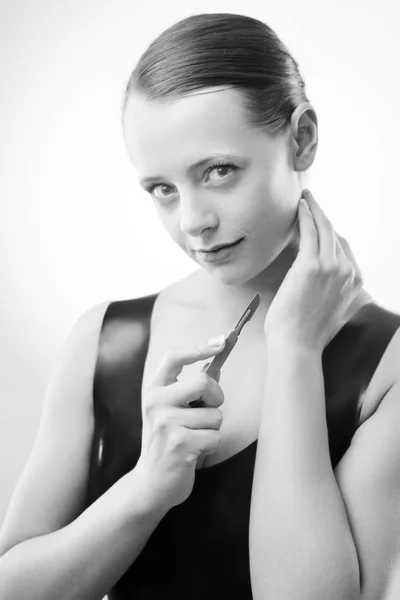 Woman wearing latex — Stock Photo, Image