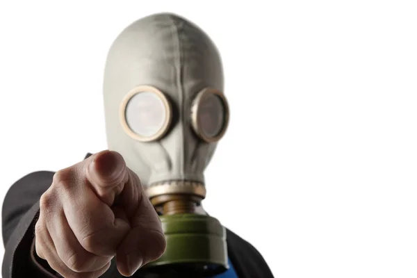 Affärsman som bär en gasmask — Stockfoto