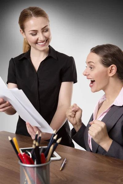 Office Women looking at Documents — Stock Photo, Image