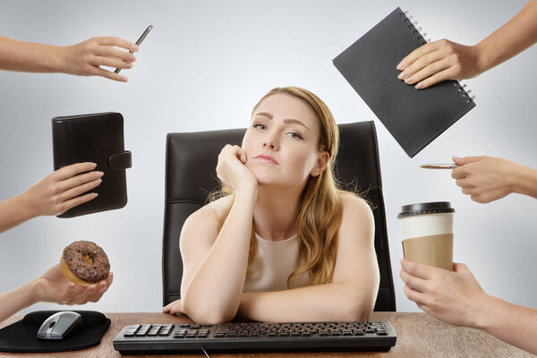 business woman sitting at desk