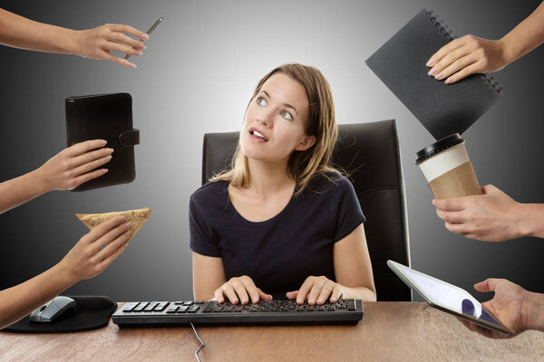 business woman sitting at desk