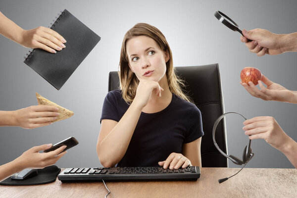 business woman sitting at desk