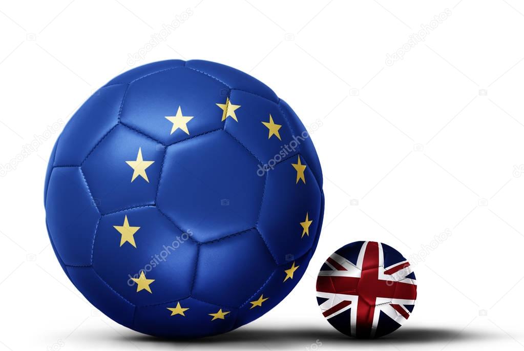 EU flags superimposed on a footballs representing eu conflict ov