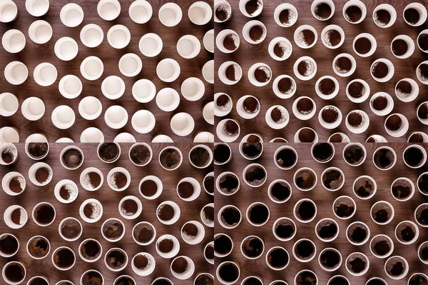 Muchas copas de papper mirando hacia abajo desde arriba — Foto de Stock