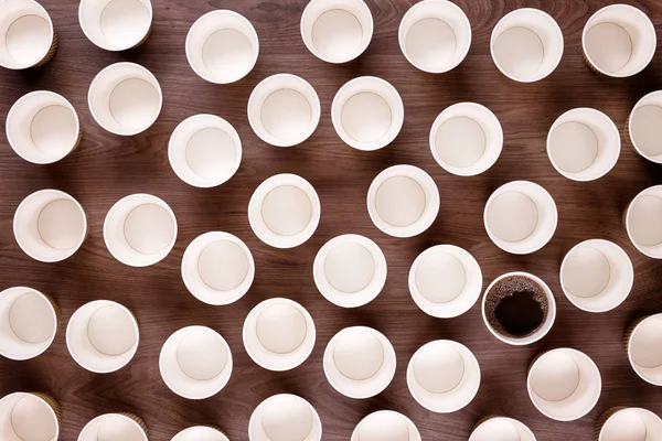 Many papper cups looking down from above — Stock Photo, Image