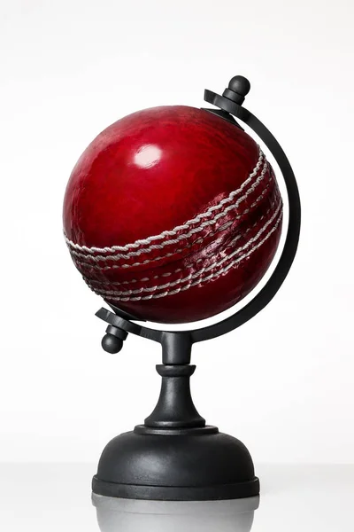 Image Nature Morte Globe Mondial Ballon Cricket Sur Blanc — Photo
