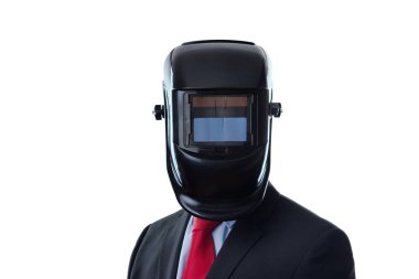 kaynak bir maske takarak iş adamı