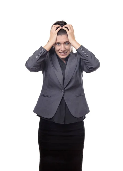 Mulher Negócios Estressado Encontrar Trabalho Duro — Fotografia de Stock