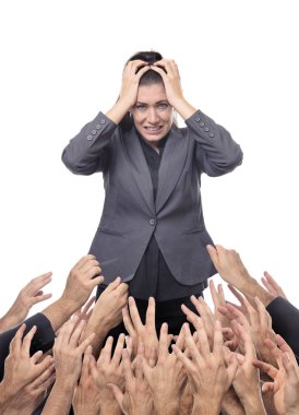 iş kadını ellerinizle onu dört aşağı çekti