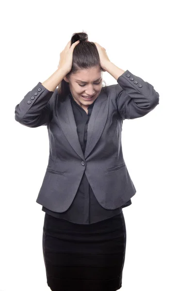 Business Woman Stressed Finding Work Hard — Stock Photo, Image