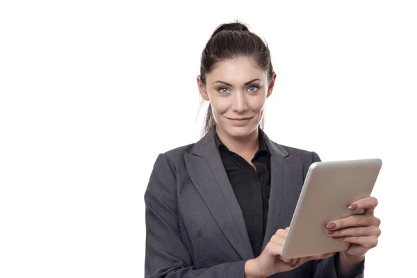 Felice donna d'affari di lavoro — Foto Stock