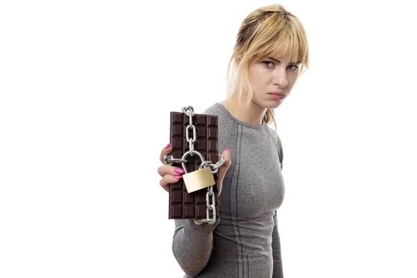 Chained up chocolate bar — Stock Photo, Image