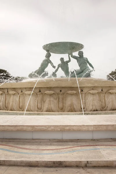 Fountain Capital City Malta Three Bronze Tritons Valletta — Stock Photo, Image