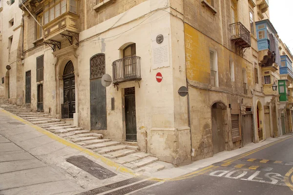 Edificio Arquitectura Las Calles Laterales Valeta Ciudad Capital Malta — Foto de Stock
