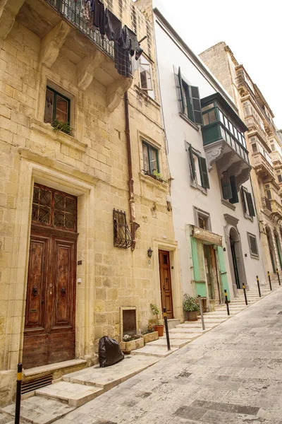 building and architecture of  the side streets of Valletta the capital city of malta