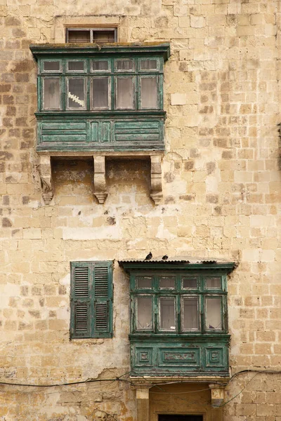 Dettaglio Una Tipica Vecchia Finestra Edificio Malta — Foto Stock