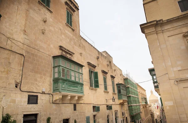 Bouw Architectuur Van Zijstraten Van Valletta Hoofdstad Van Malta — Stockfoto