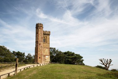Güney Doğu İngiltere 'nin Surrey' deki en yüksek noktası olan Leith Hill Kulesi 'nin manzara görüntüsü.