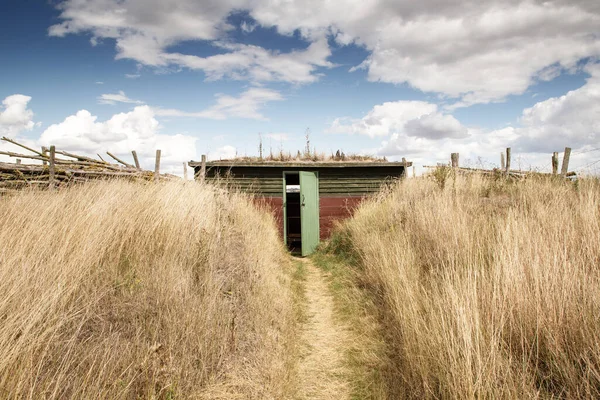 Wooden Bird Hide Set Tall Grass Path Going Door — Stock Photo, Image