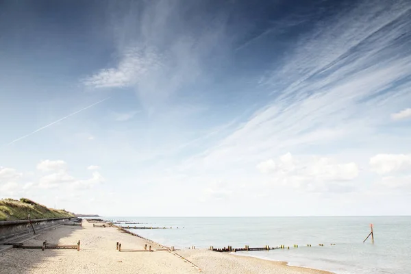 Landskapsbild Stranden Från Eccles Sea Väg Mot Happisburgh Stranden Norwich — Stockfoto