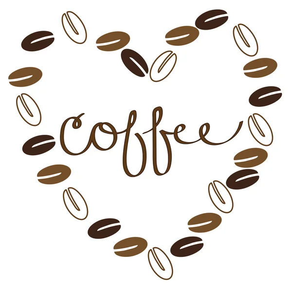 Love Coffee Beans — Stock Vector