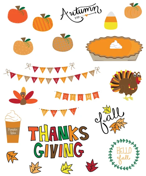 Happy Thanksgiving icônes — Image vectorielle