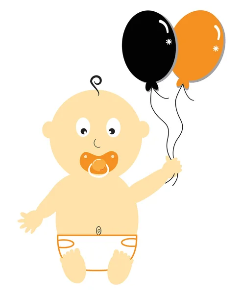 Halloween bebê com balões — Vetor de Stock