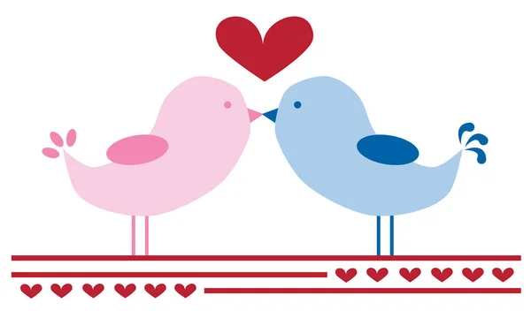Amor pássaros beijando — Vetor de Stock