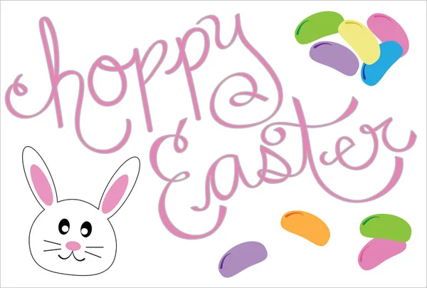 Hoppy Easter Bunny en Jelly Beans — Stockvector