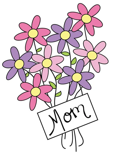 Mom Flowers and Tag — Stock Vector