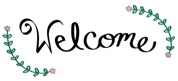 Bienvenue Calligraphie cursive Lettrage — Image vectorielle