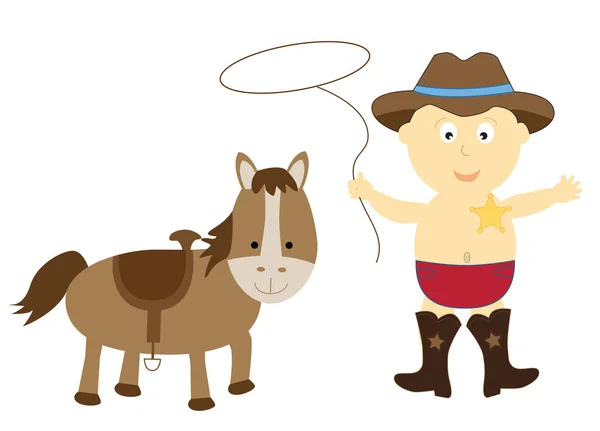 Lasszó cowboy és a ló — Stock Vector