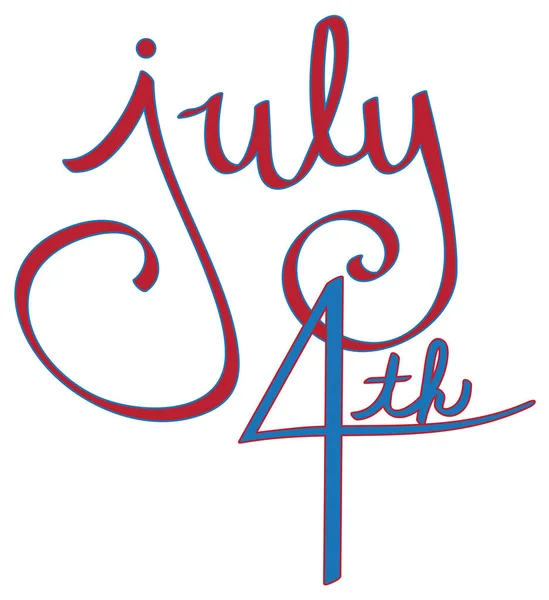 4 липня червоний білими літерами синій — стоковий вектор